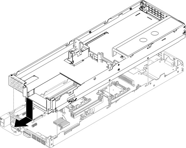 Graphic illustrating the GPU tray installation