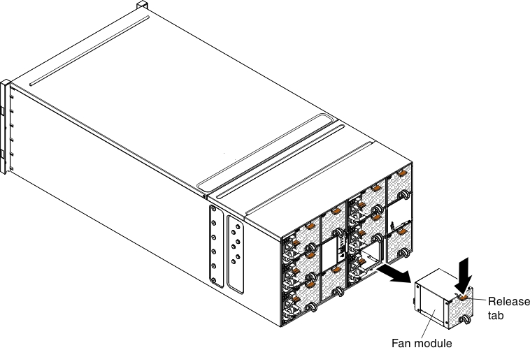 Graphic showing the removal of a fan module