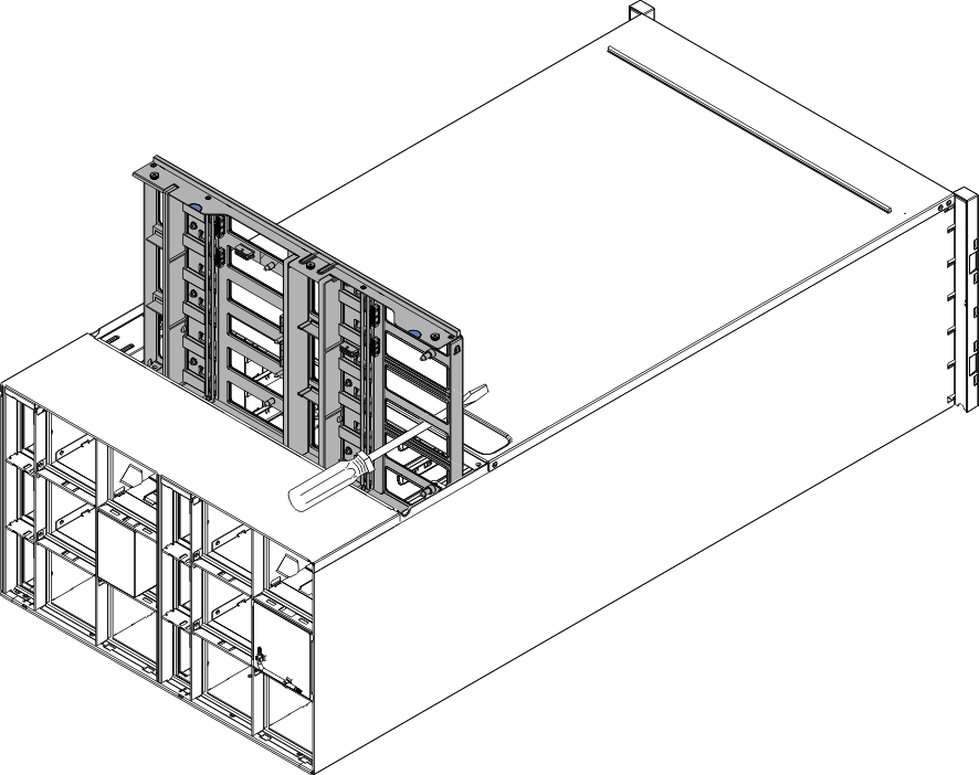 Graphic illustrating the installation of a chassis midplane into a chassis