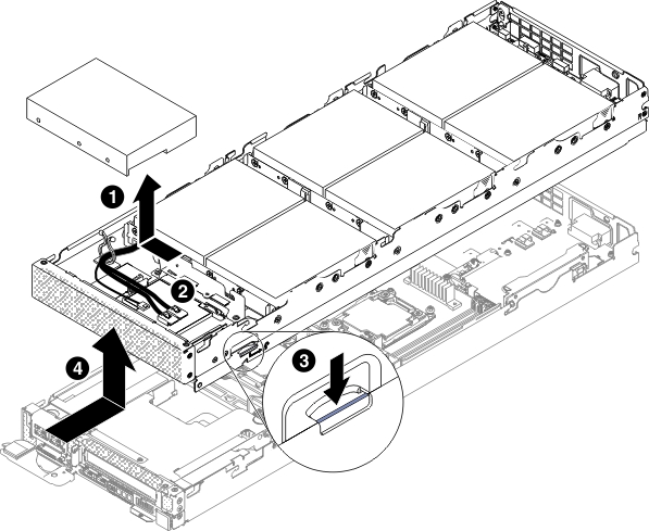 Graphic illustrating the removal of a storage tray