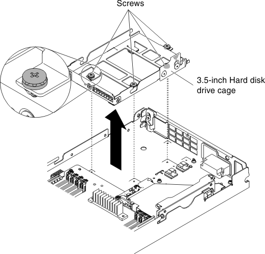 Graphic illustrating removing a hard disk drive cage
