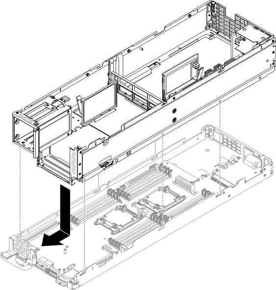 Graphic illustrating the 2U GPU tray installation